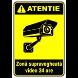 Semn pentru zona supraveghere video 24 ore